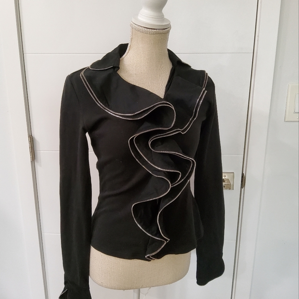 Samuel Dong Full Zipper Ruffle Jacket Size S